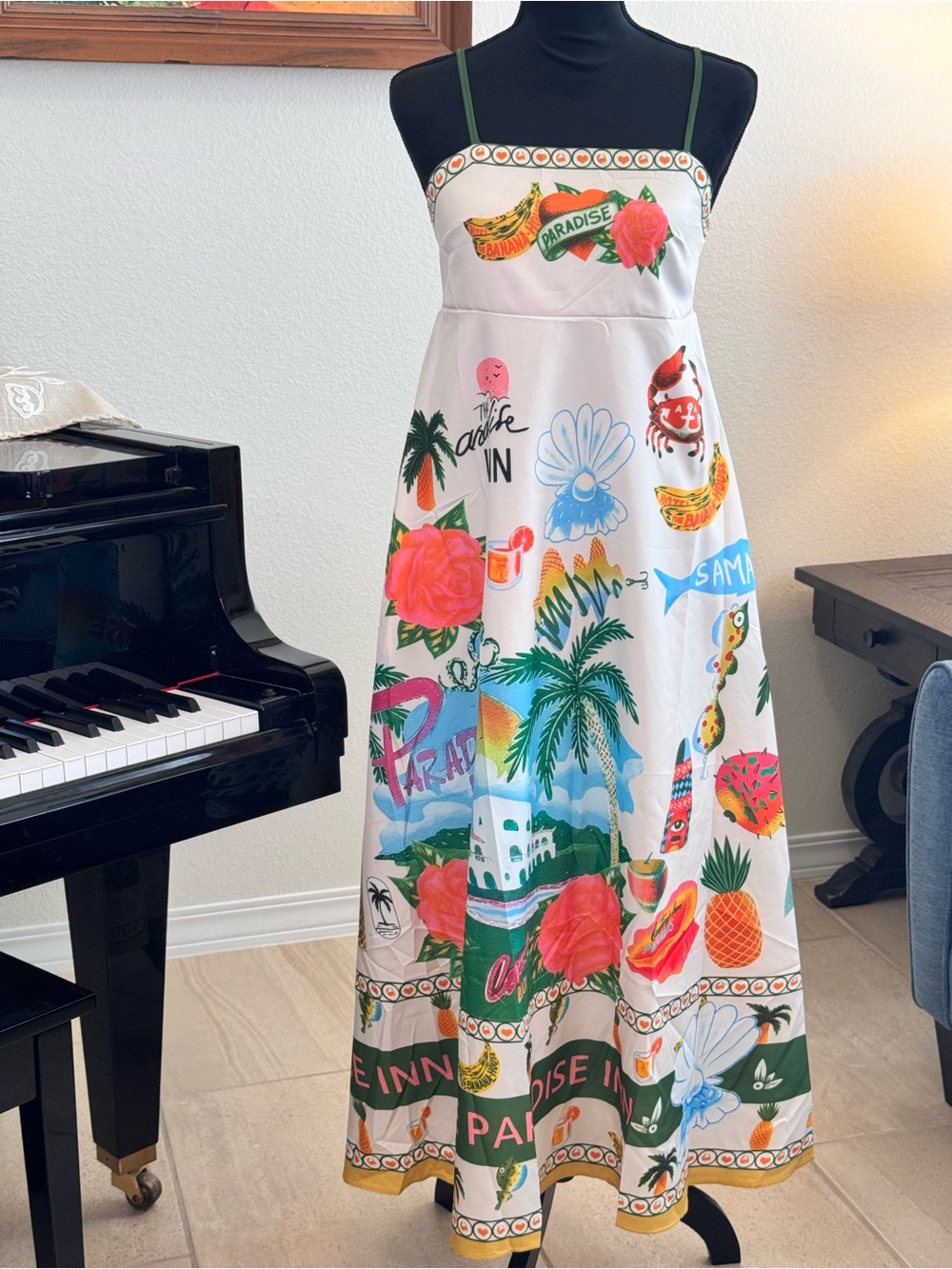 Tropical Print Maxi Dress